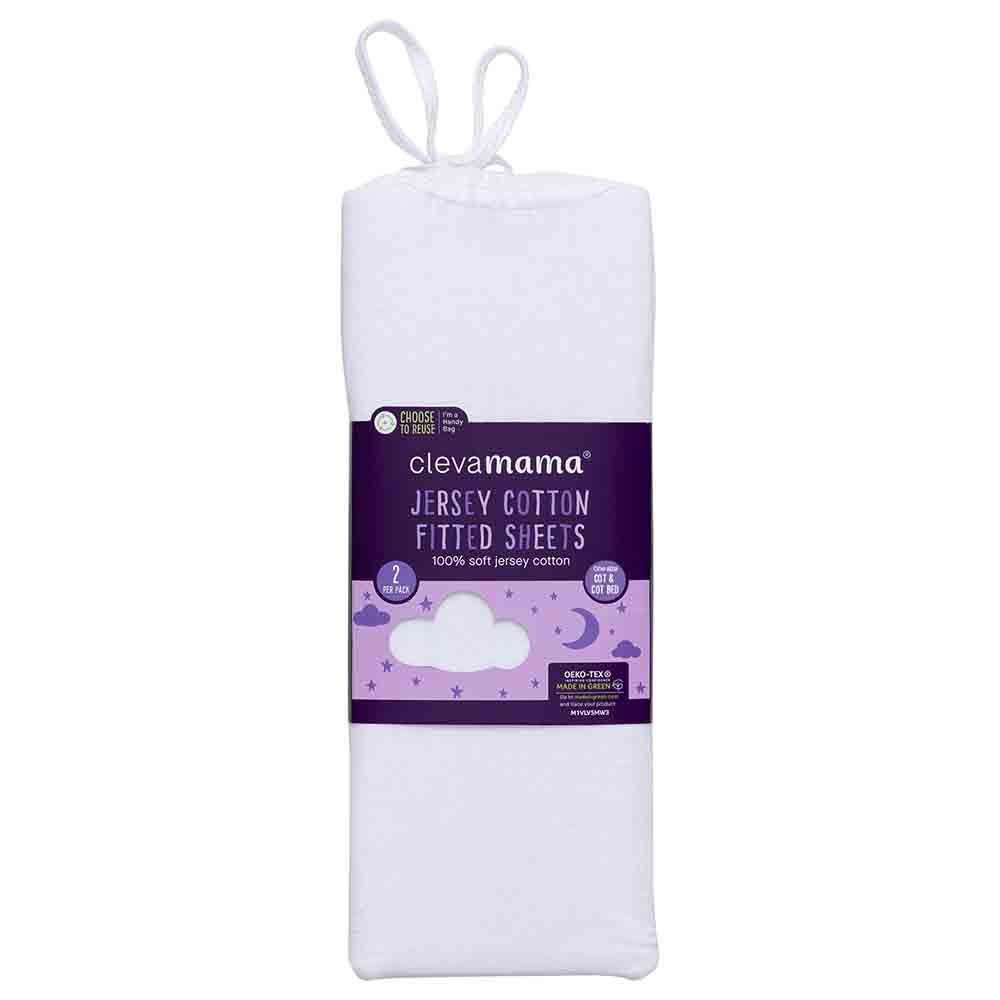 Clevamama Jersey Cotton Fitted Sheets - 70x140cm - Pack of 2