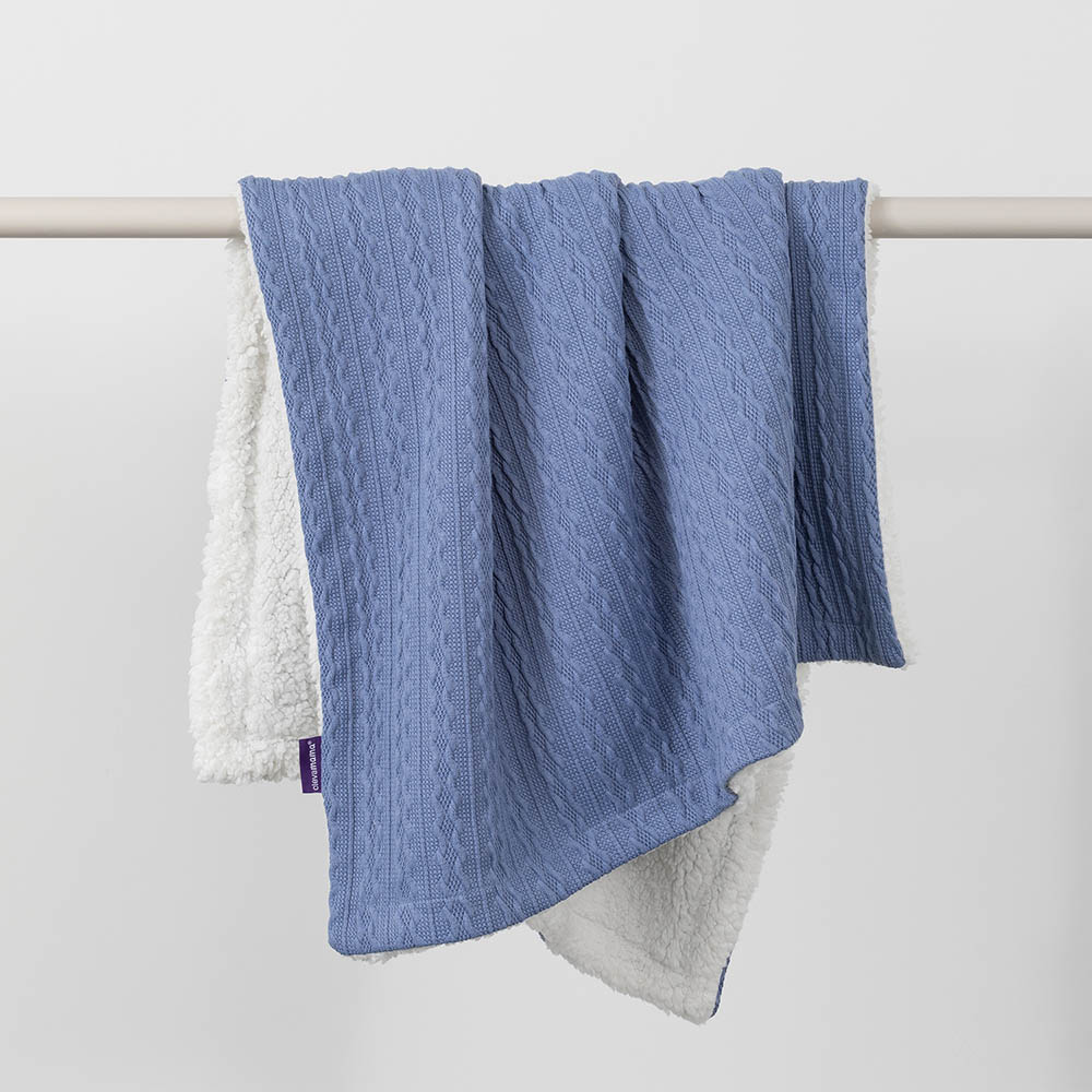 Clevamama - Luxe Sherpa Baby Blanket - 75x100cm - Blue