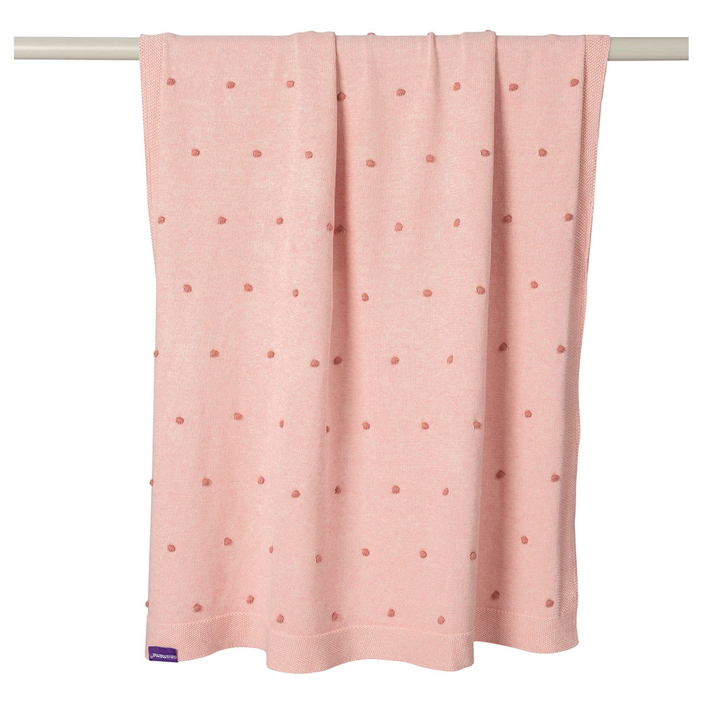 Clevamama - Knitted Pom Pom Baby Blanket - 80x100cm - Pink
