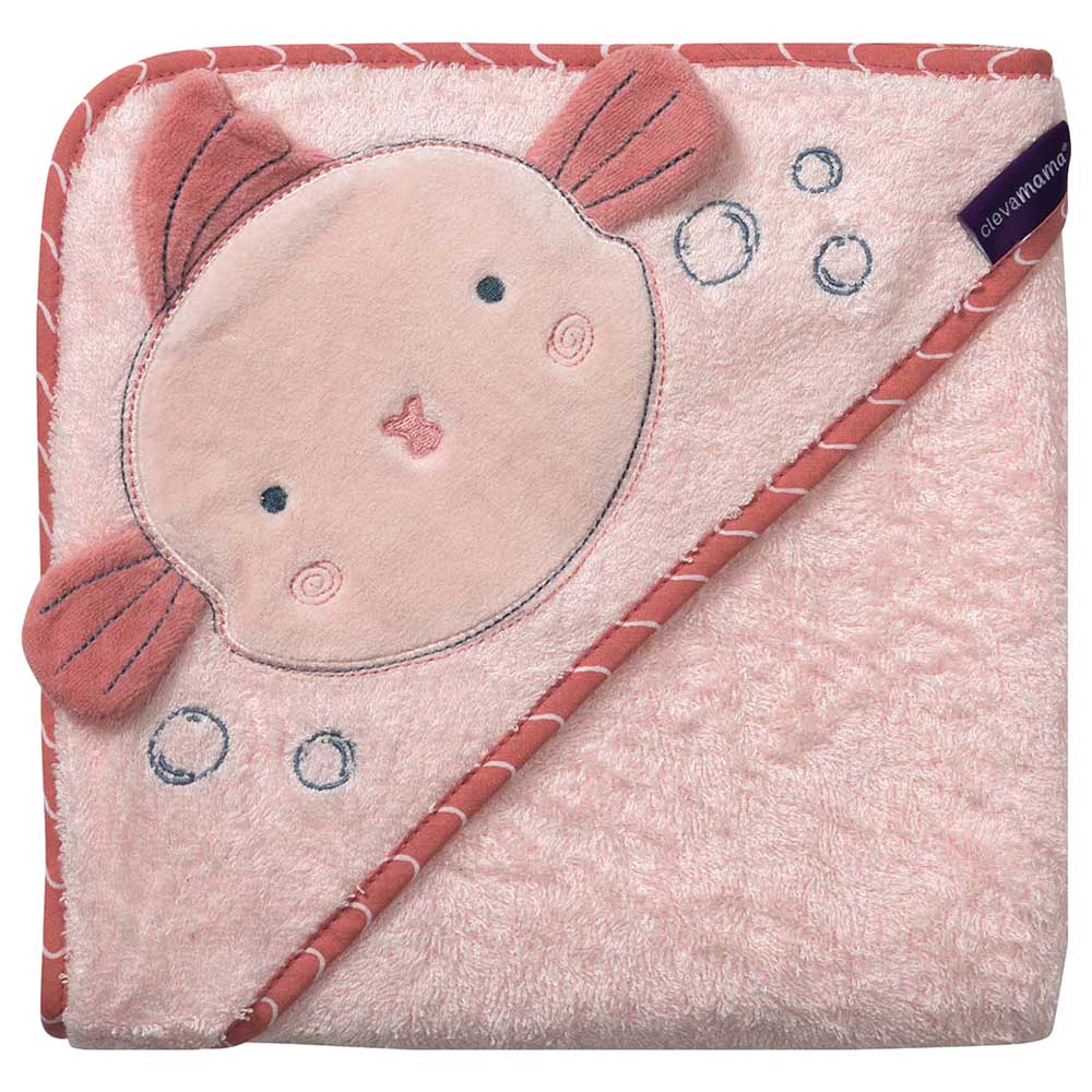 Clevamama Bamboo Apron Baby Bath Towel - Pink