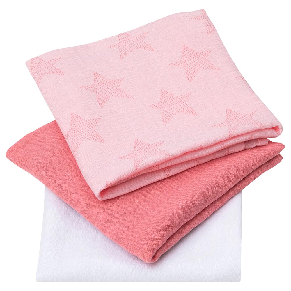Clevamama - Muslin Cloth Set - Pink - Pack Of 3