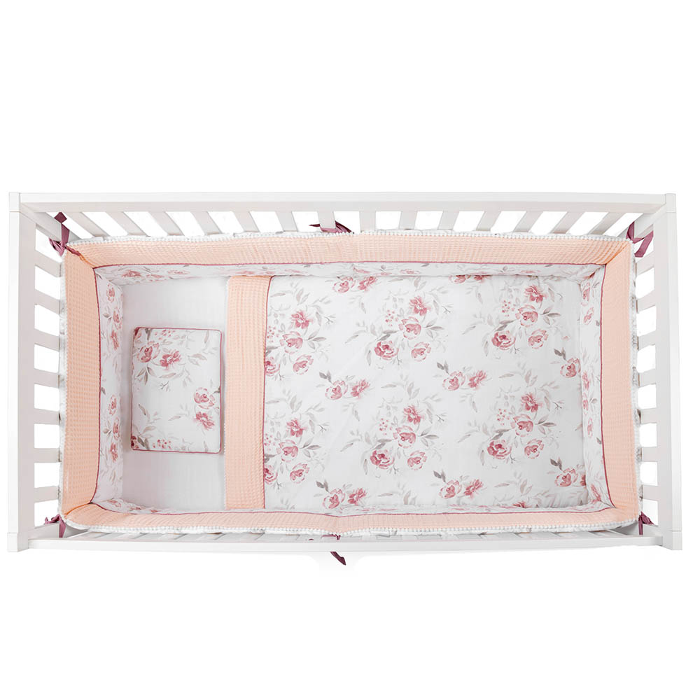 Nini - Muslin Crib Bedding 4pc-Set - Blush Rose