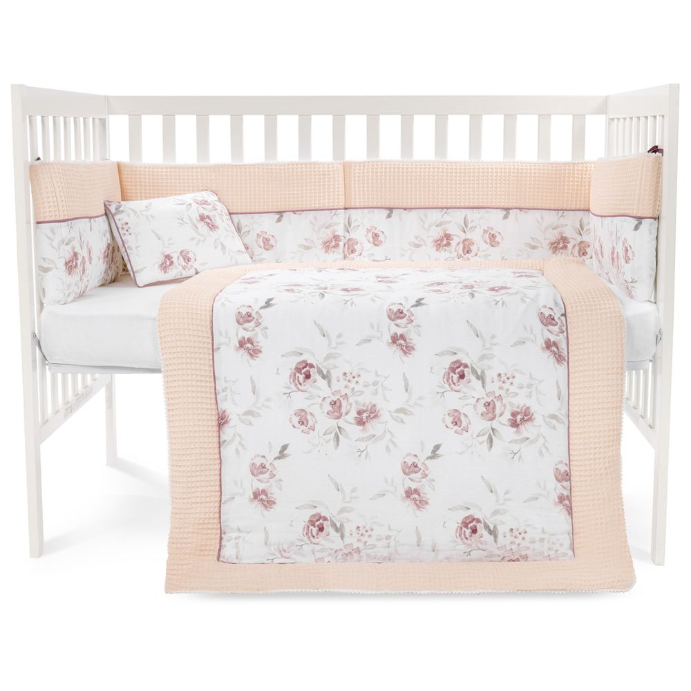 Nini - Muslin Crib Bedding 4pc-Set - Blush Rose