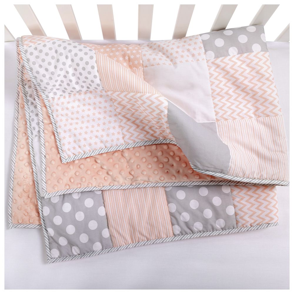 Nini - Padded Quilt - Peach/Grey