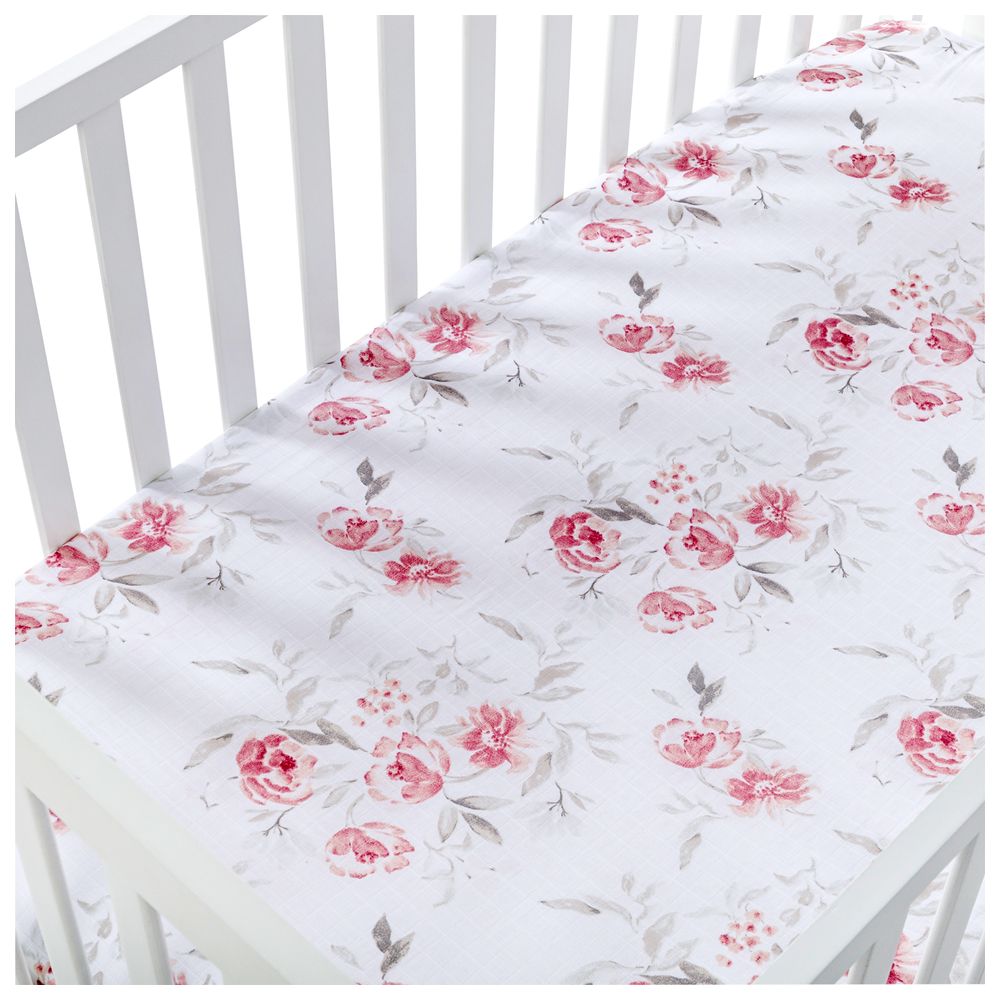 Nini Crib Fitted Sheet - Blush Rose