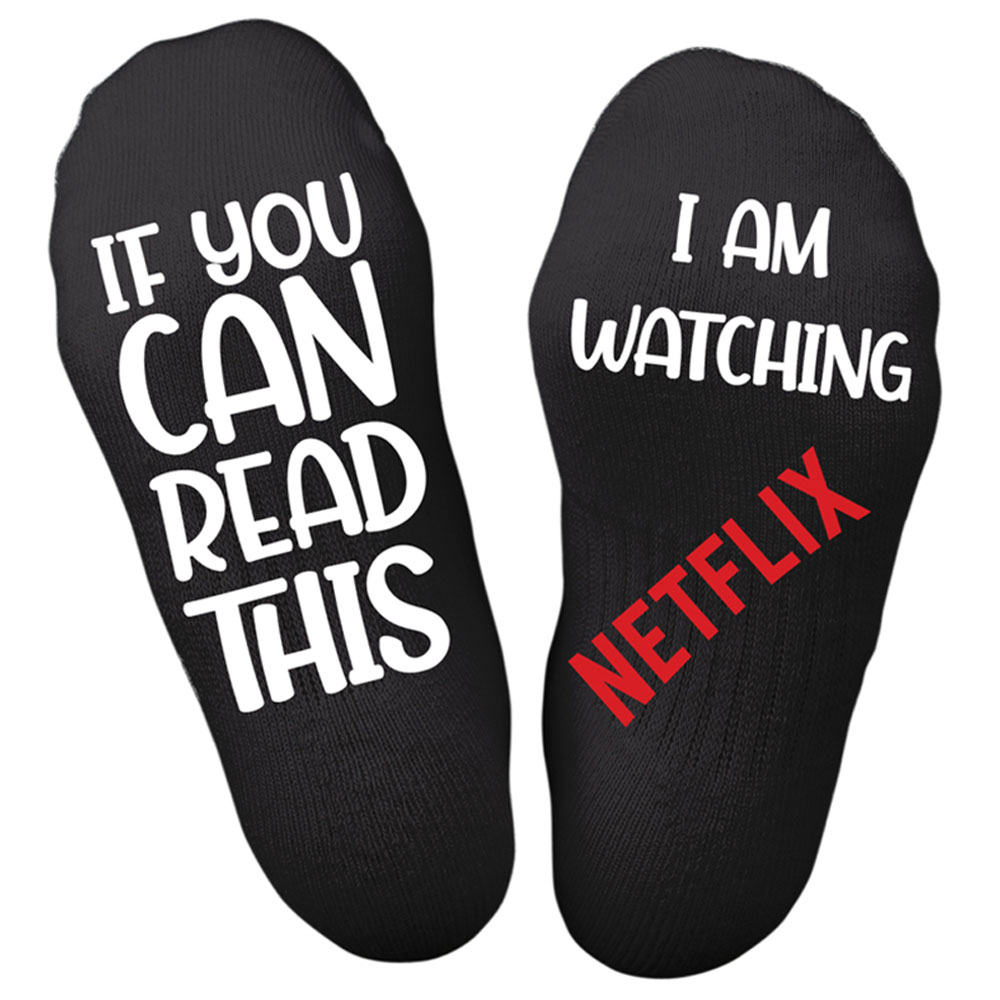 Twinkle Hands I Am Watching Netflix Socks - Black