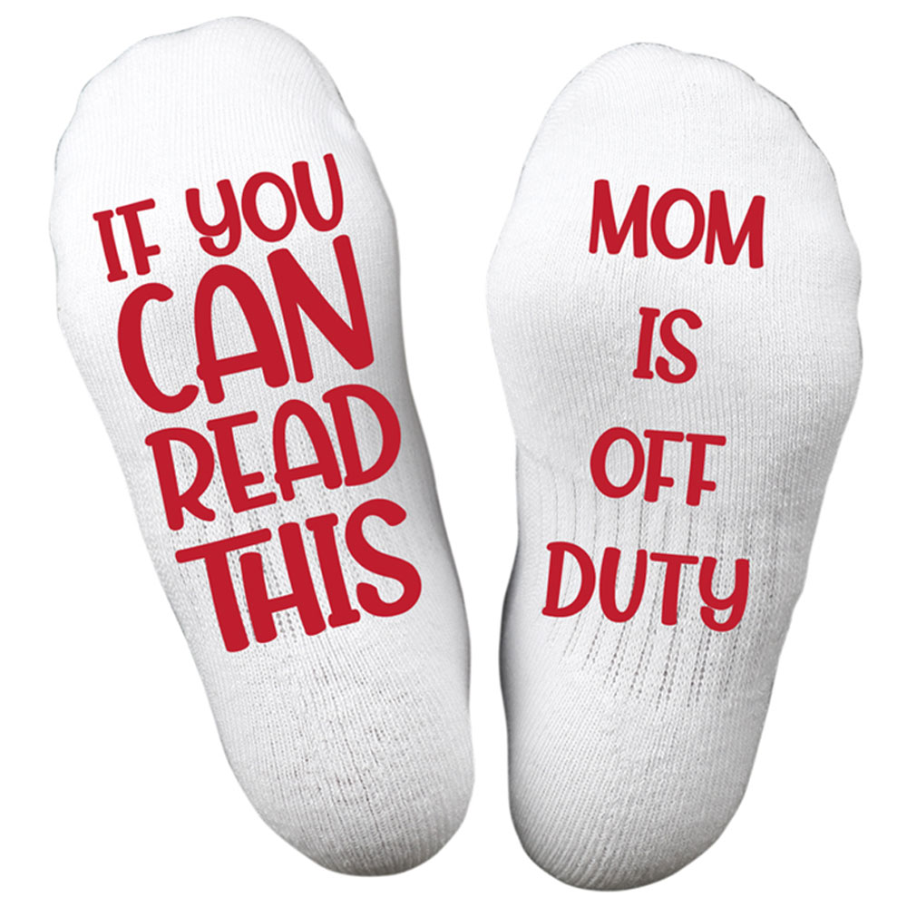Twinkle Hands Mom Is Off Duty Socks - White