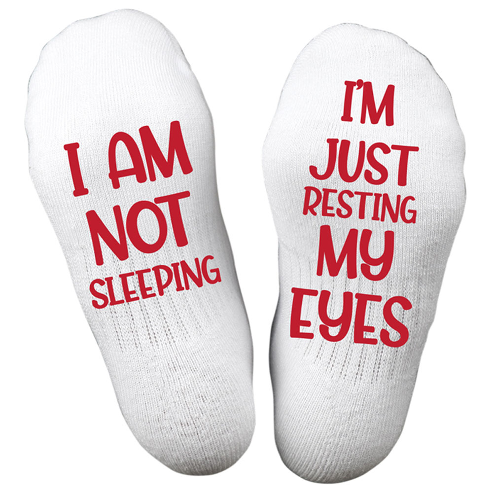 Twinkle Hands I Am Not Sleeping Socks - White