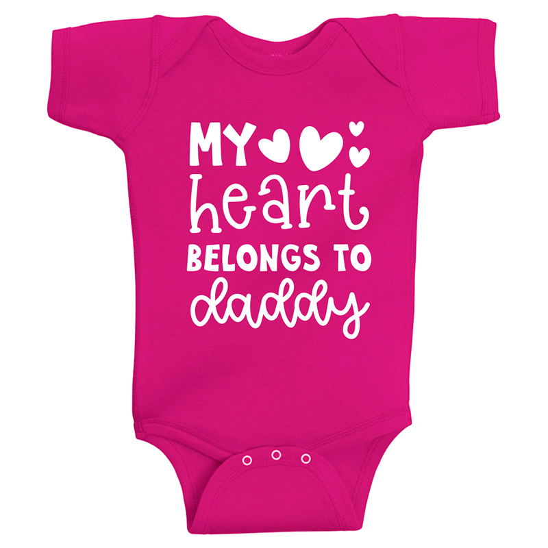 Twinkle Hands My Heart Belongs to Daddy Onesie, - Pink