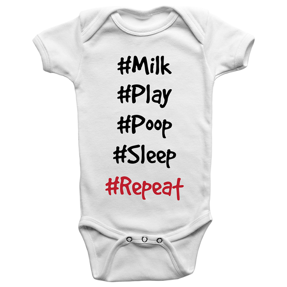 Limited Edition 'Milk Play Poop Sleep Repeat' Printed Baby Bodysuit