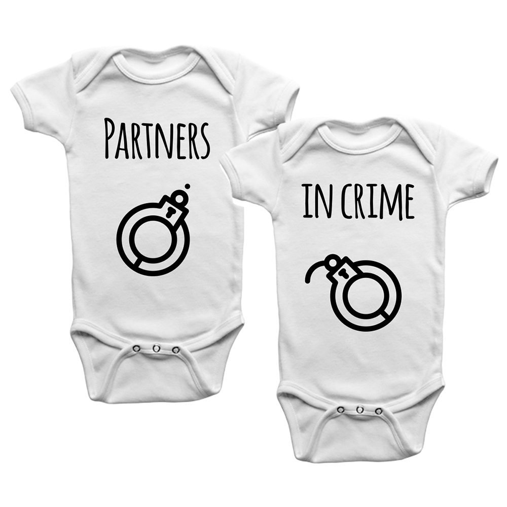 Limited Edition 'Partners in Crime' Printed Bodysuit - Set of 2