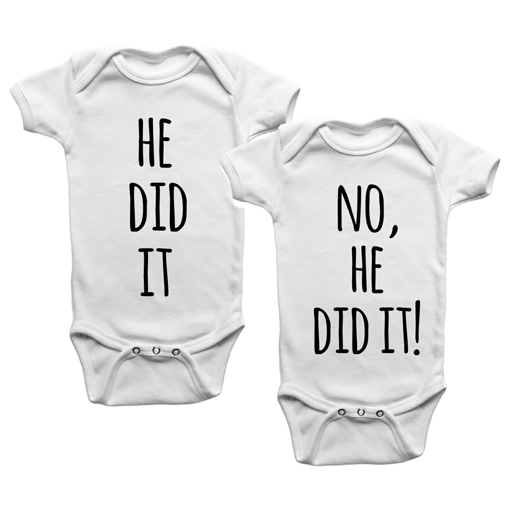 Limited Edition Boys' 'He Did It' Printed Bodysuit - Set of 2