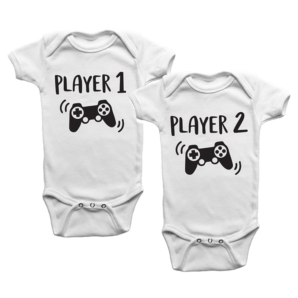 Limited Edition Player 1 Player 2 Twins Onesies - 2 Pcs