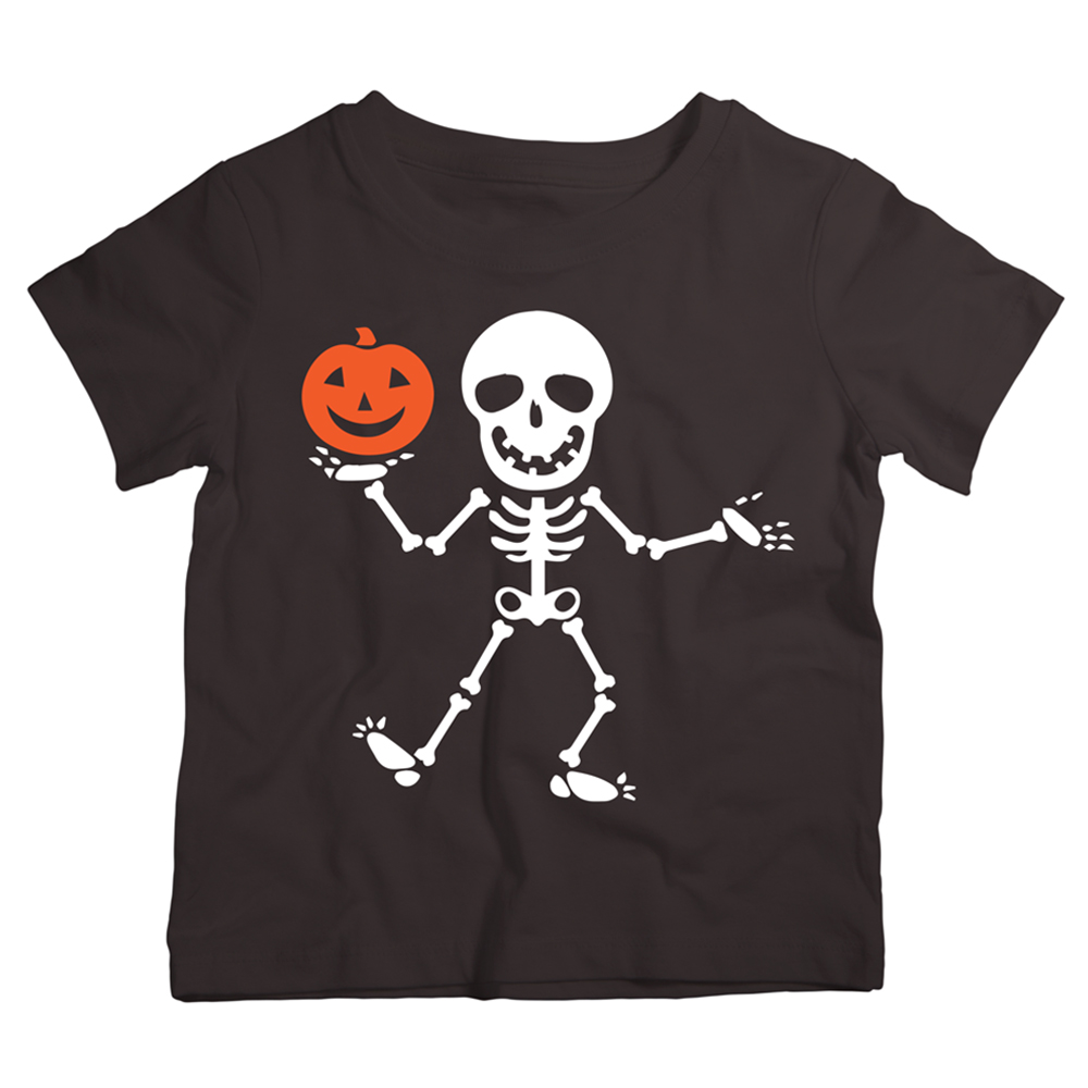 Twinkle Hands Skeleton & Pumpkin T-Shirt - Black
