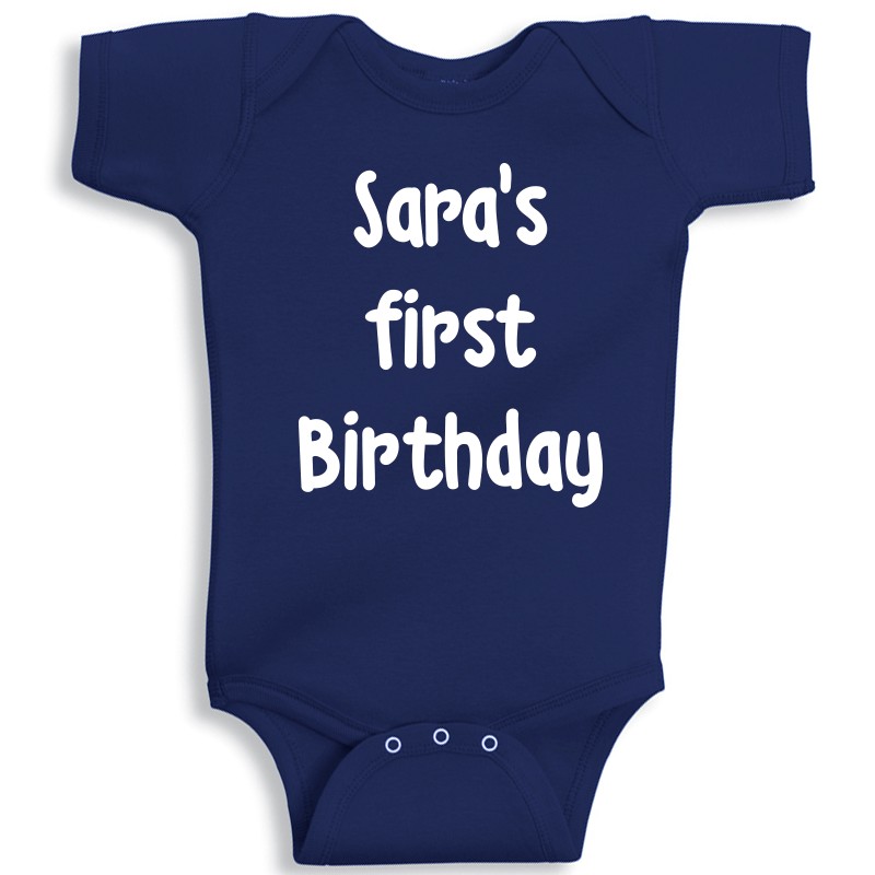 Twinkle Hands Personalized Baby Onesie - Navy Blue