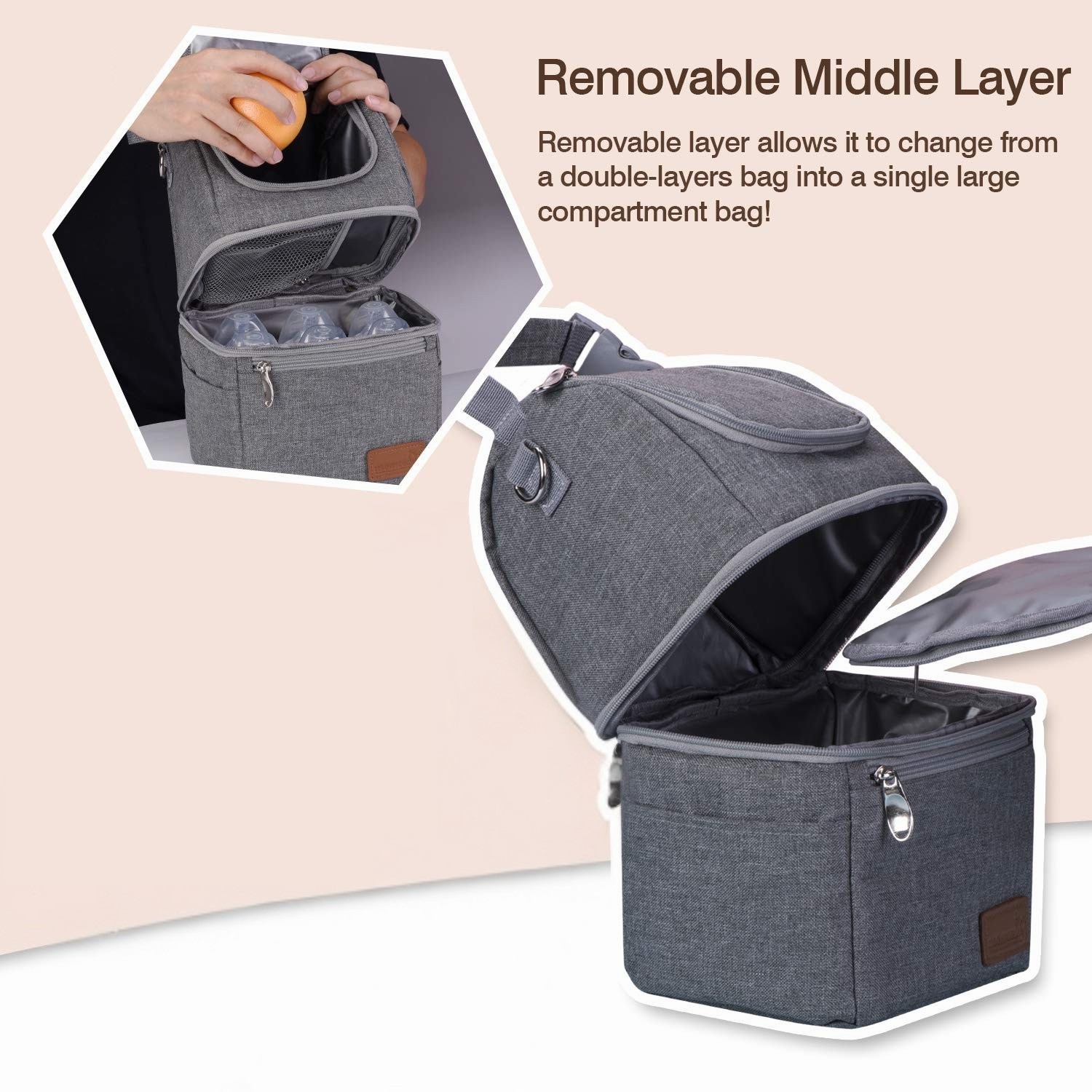 Momcozy - Multi-Function Breastmilk Cooler Bag - Grey
