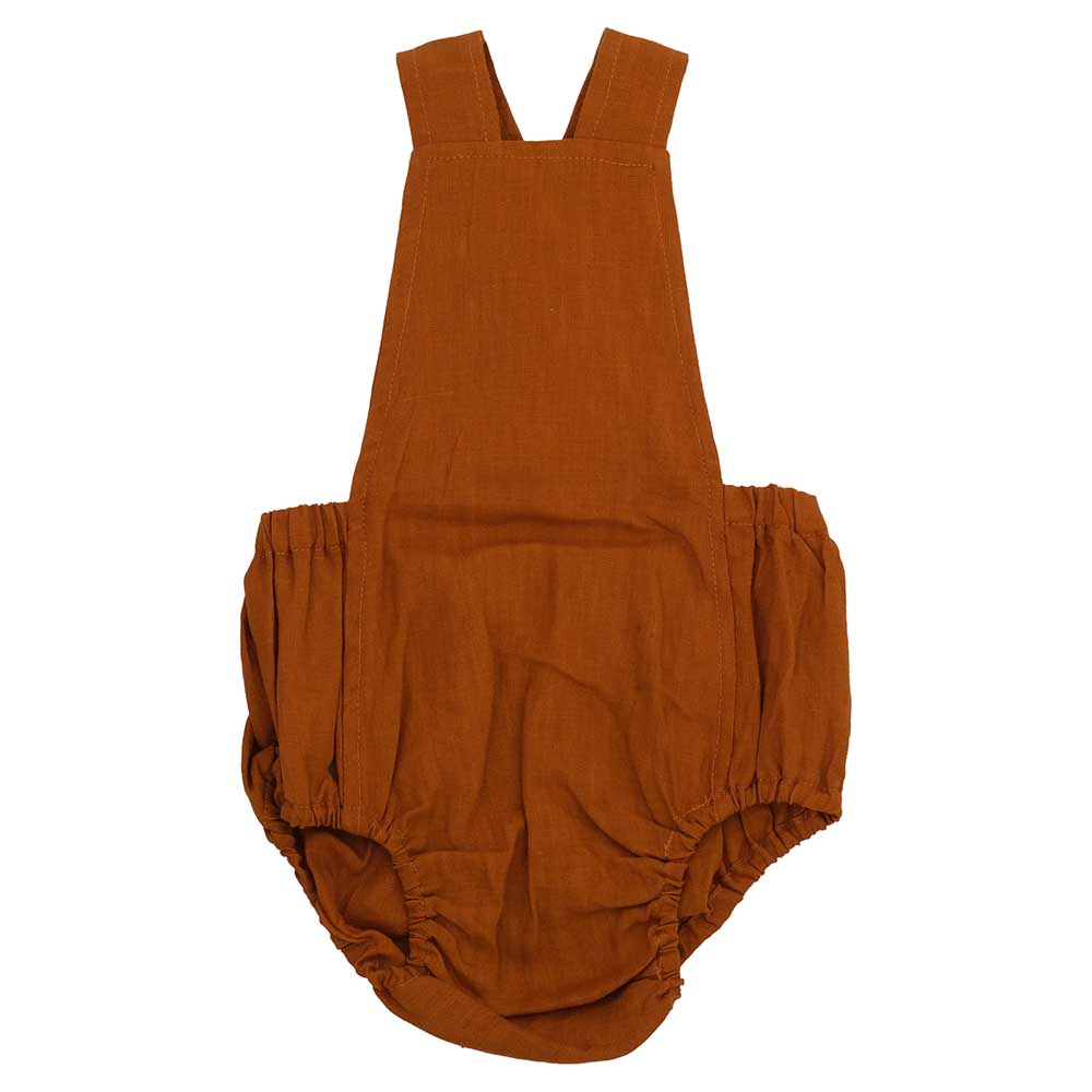 Kyara - Pure Linen Sleeveless Onesie - Brown