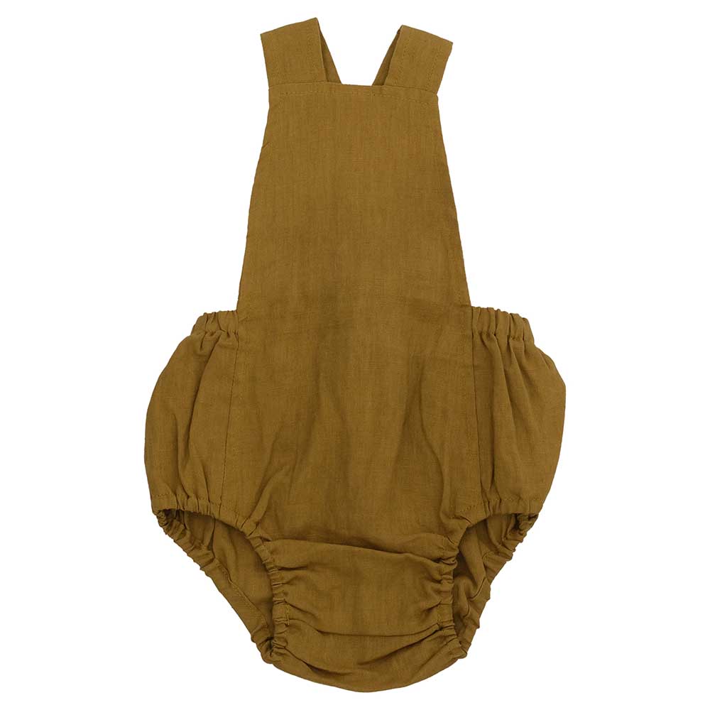 Kyara - Pure Linen Sleeveless Onesie - Olive Green