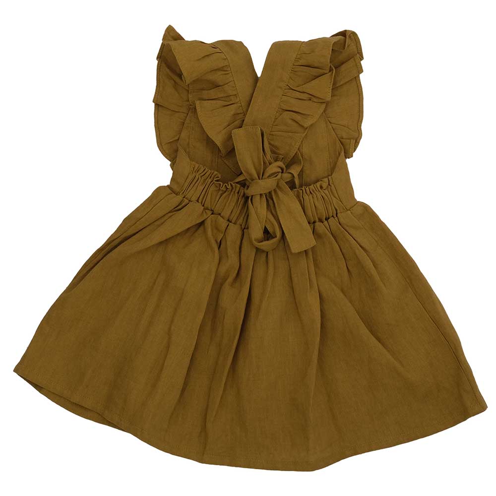 Kyara - Pure Linen Dress - Olive Green
