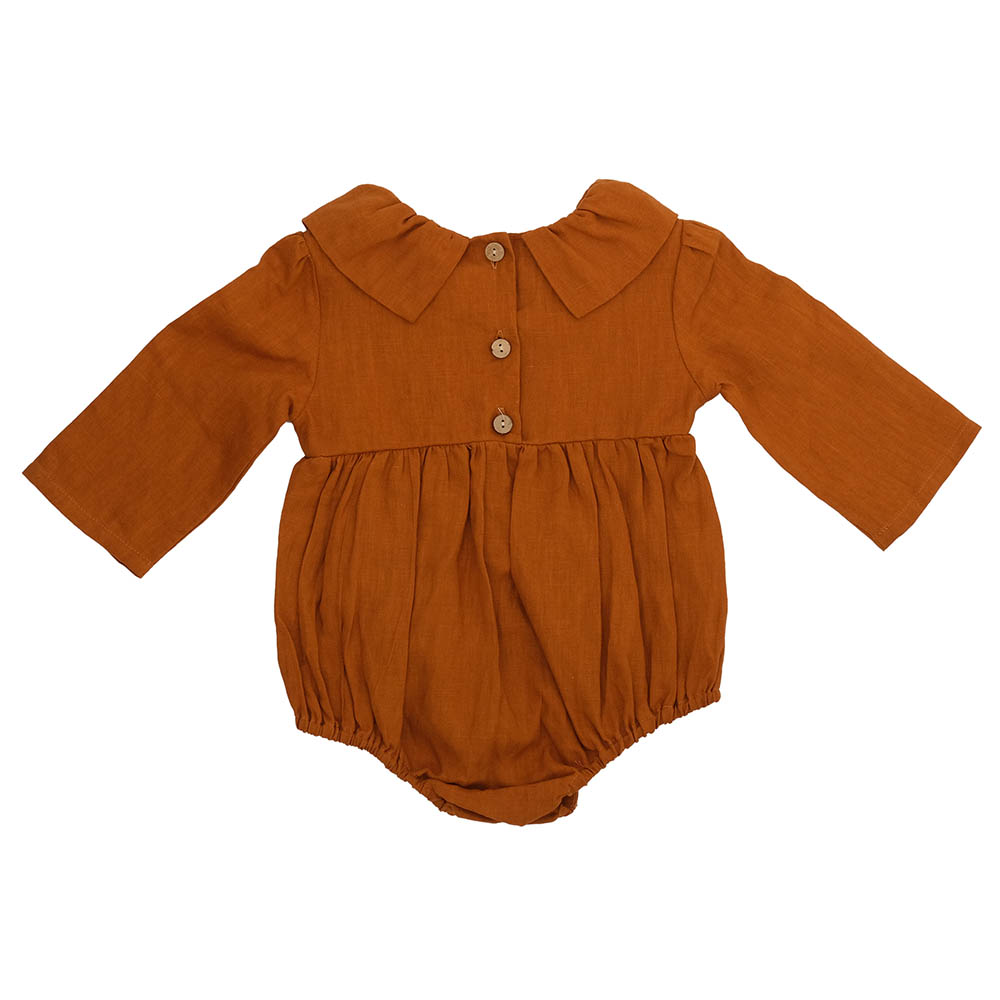 Kyara - Pure Linen Solid Onesie - Brown