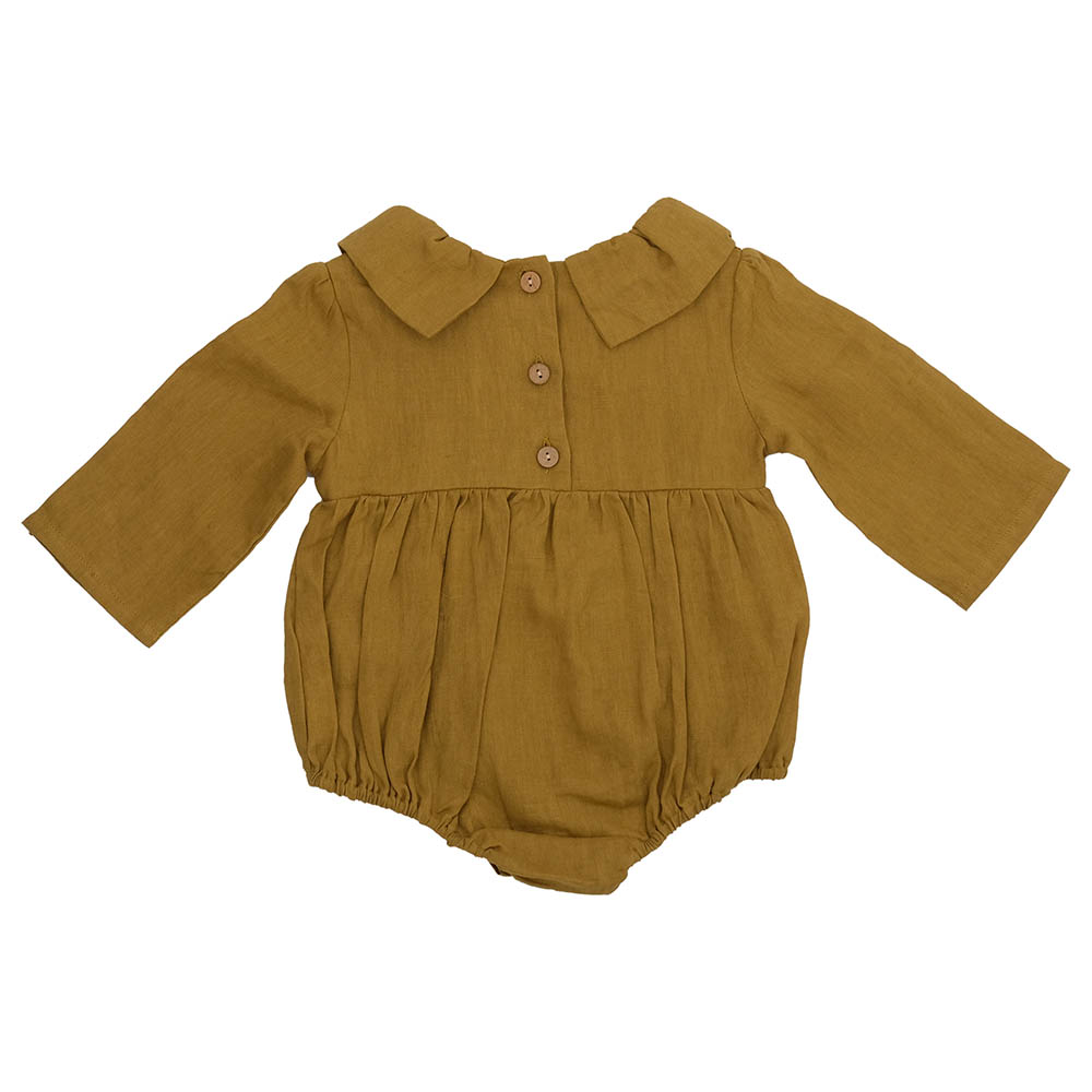 Kyara - Pure Linen Solid Onesie - Olive Green