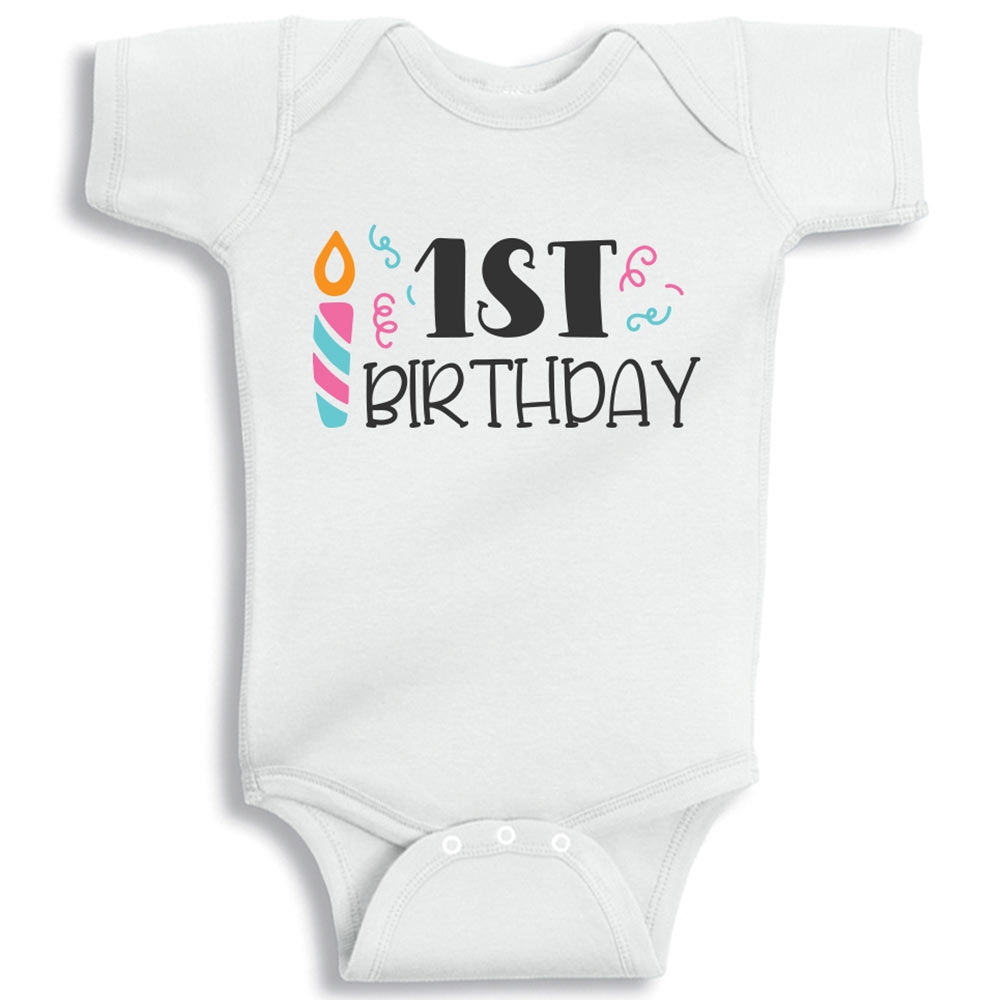 Twinkle Hands First Birthday Baby Onesie - White