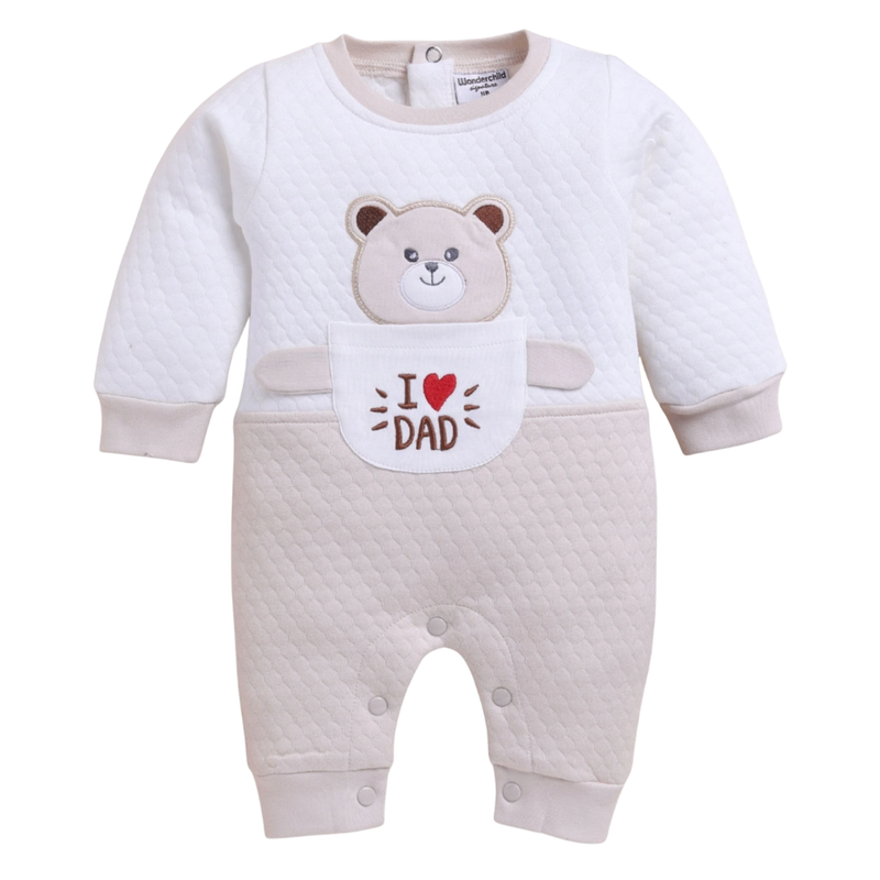 Wonderchild Baby Boy's Full Sleeves Open Feet Romper - Beige
