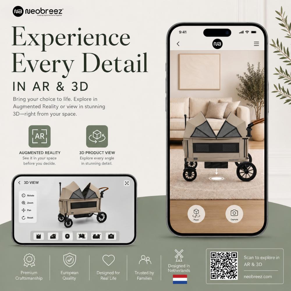 Neobreez - ADVI Wagon Stroller Double Stroller Push&Pull Foldable Twin Stroller - Beige