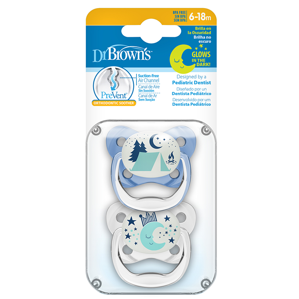 Dr. Brown's - Glow In The Dark Pacifier 6-18m 2pcs - Blue