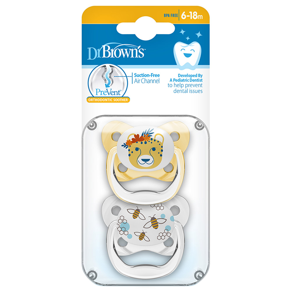 Dr. Brown's - Butterfly Shield Soother - 6-18M - Yellow - 2pcs
