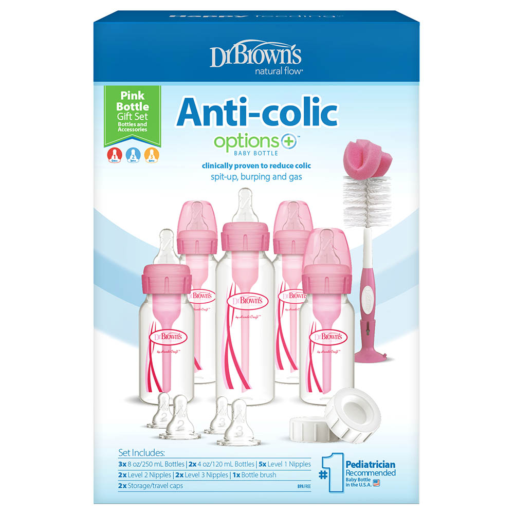 Dr. Brown's - Polypropylene Narrow Anti-Colic Baby Bottle - Pink