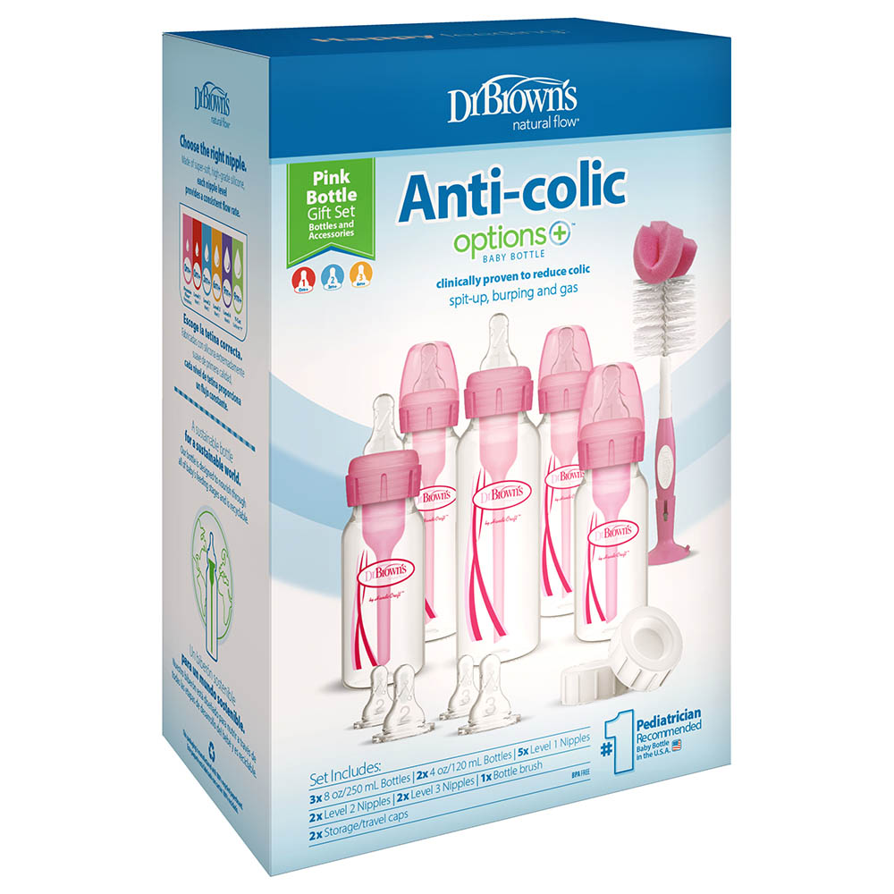 Dr. Brown's - Polypropylene Narrow Anti-Colic Baby Bottle - Pink
