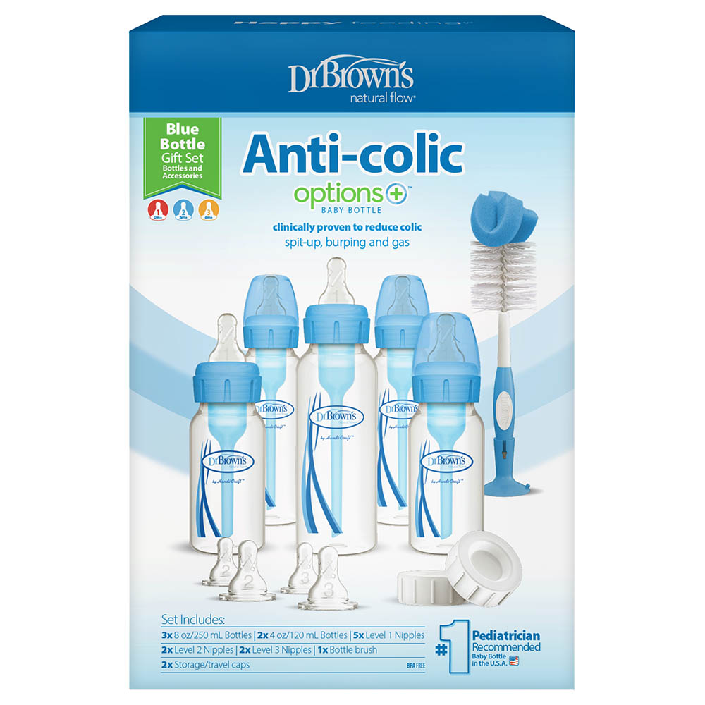 Dr. Brown's - PP Narrow Anti-Colic Baby Bottle - Blue