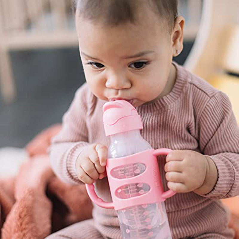Dr. Brown's - Sippy Straw Bottle with Silicone Handles 250ml - Pink