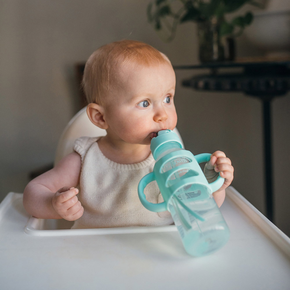 Dr. Brown's - Sippy Straw Bottle with Silicone Handles 250ml - Blue