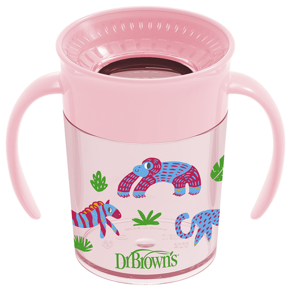 Dr. Brown's - Smooth Wall Cheers 360 Cup with Handles - 200ml - Pink Deco