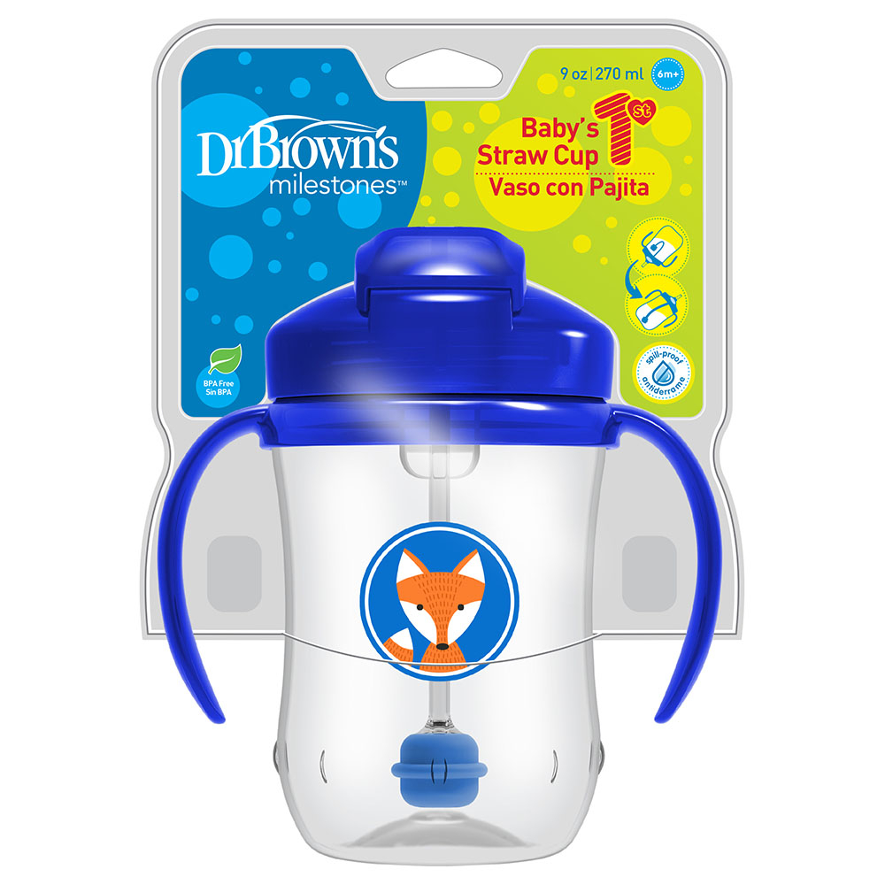 Dr. Brown's - Baby's First Straw Cup with Handles 270ml - Blue