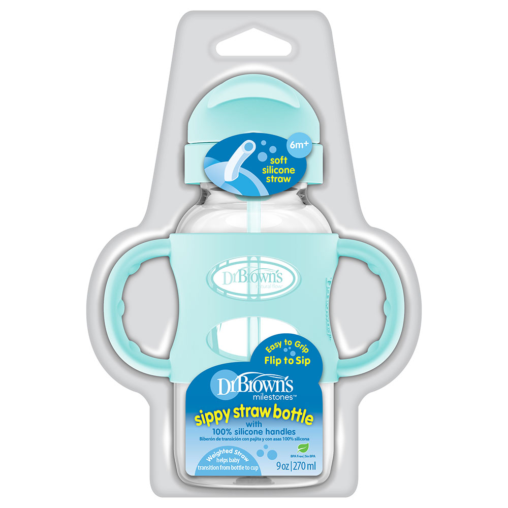 Dr. Brown's - Sippy Straw Bottle with Silicone Handles 270ml - Green