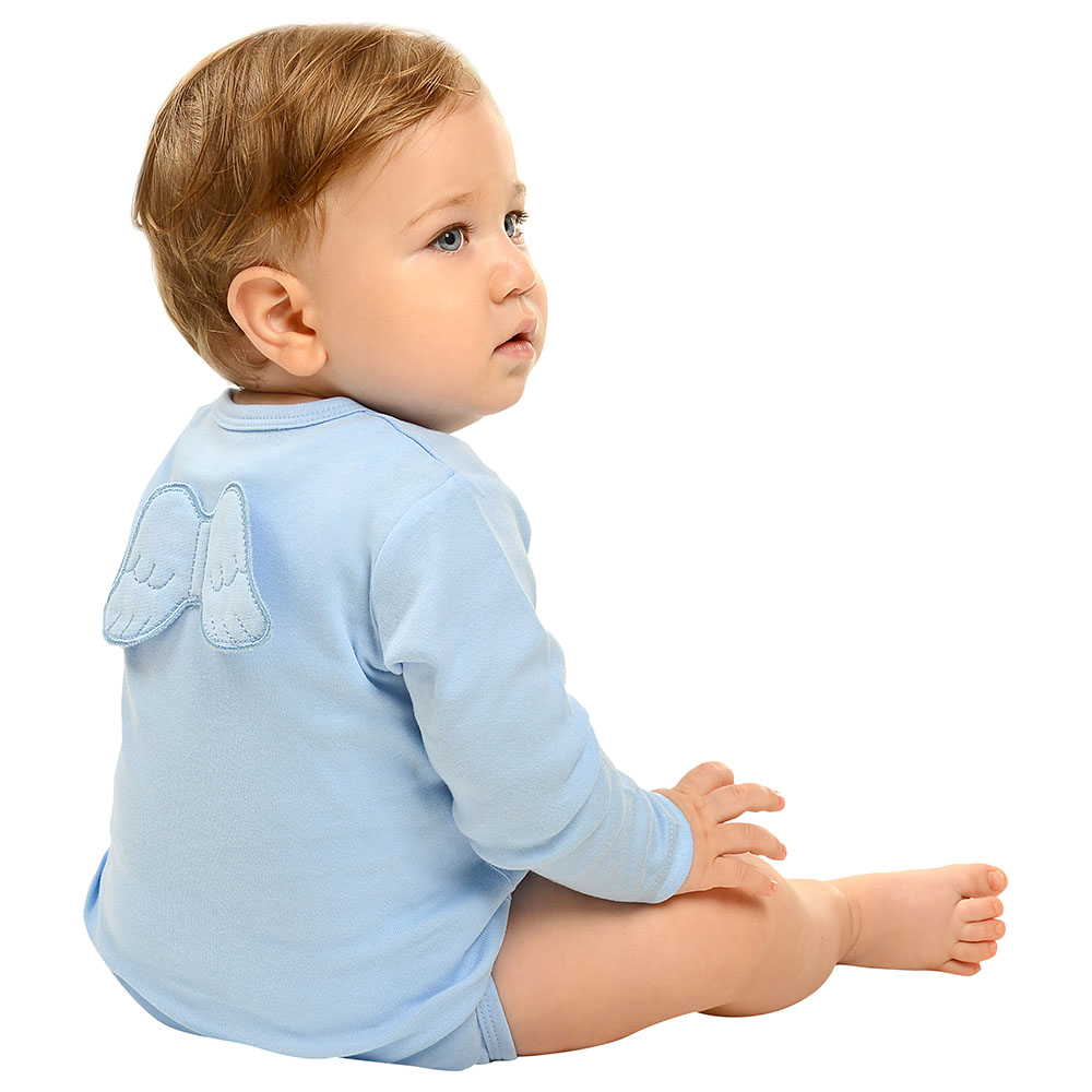Mini Plum Angel Wings Long Sleeves Bodysuit - Blue