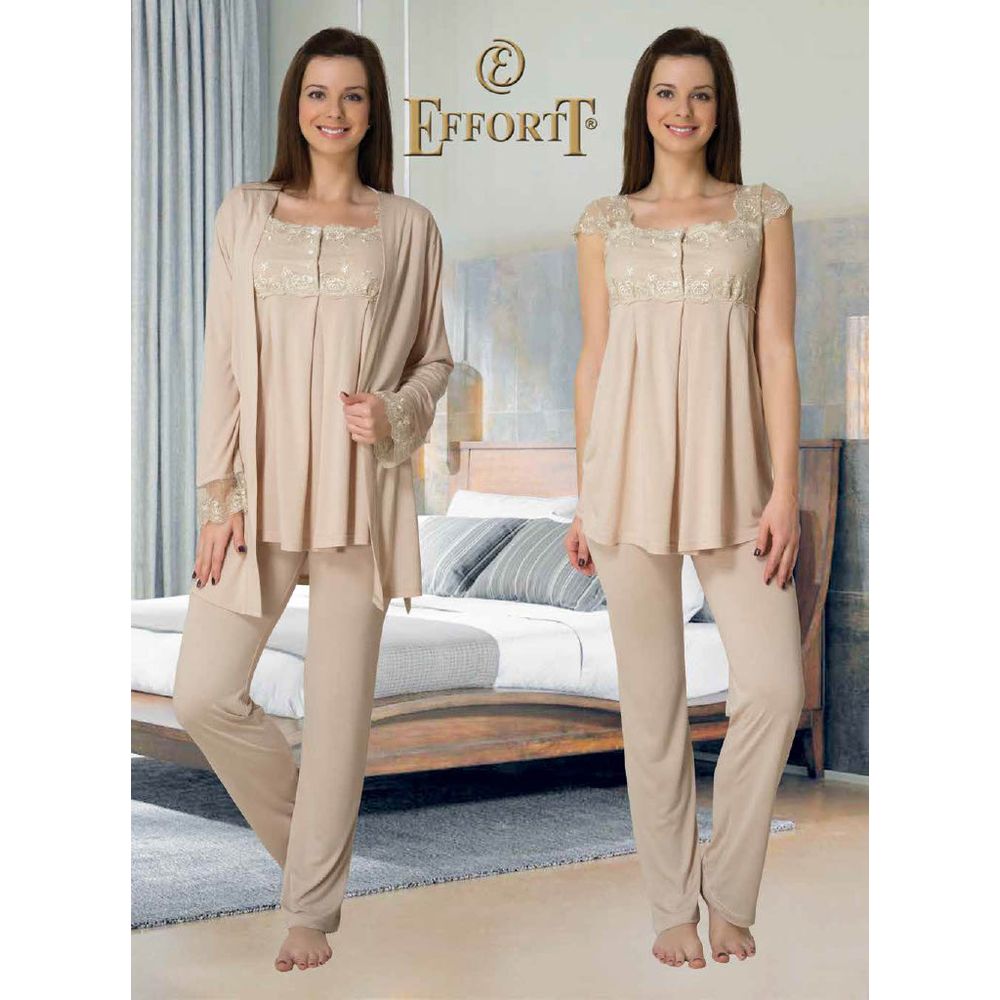 Mini Plum - 3pc-Set Lace Maternity Pajamas - Beige