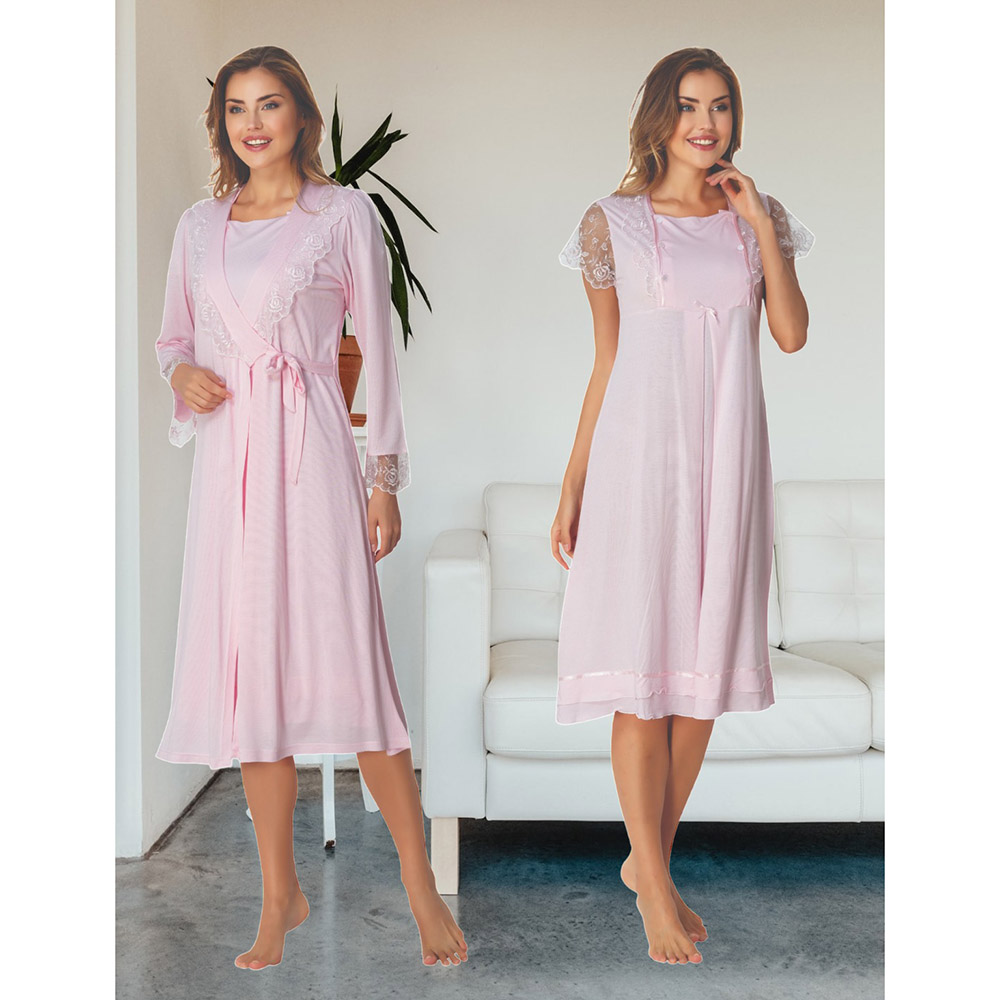 Mini Plum - 2pc-Set - Lacey Maternity Nightwear - Pink