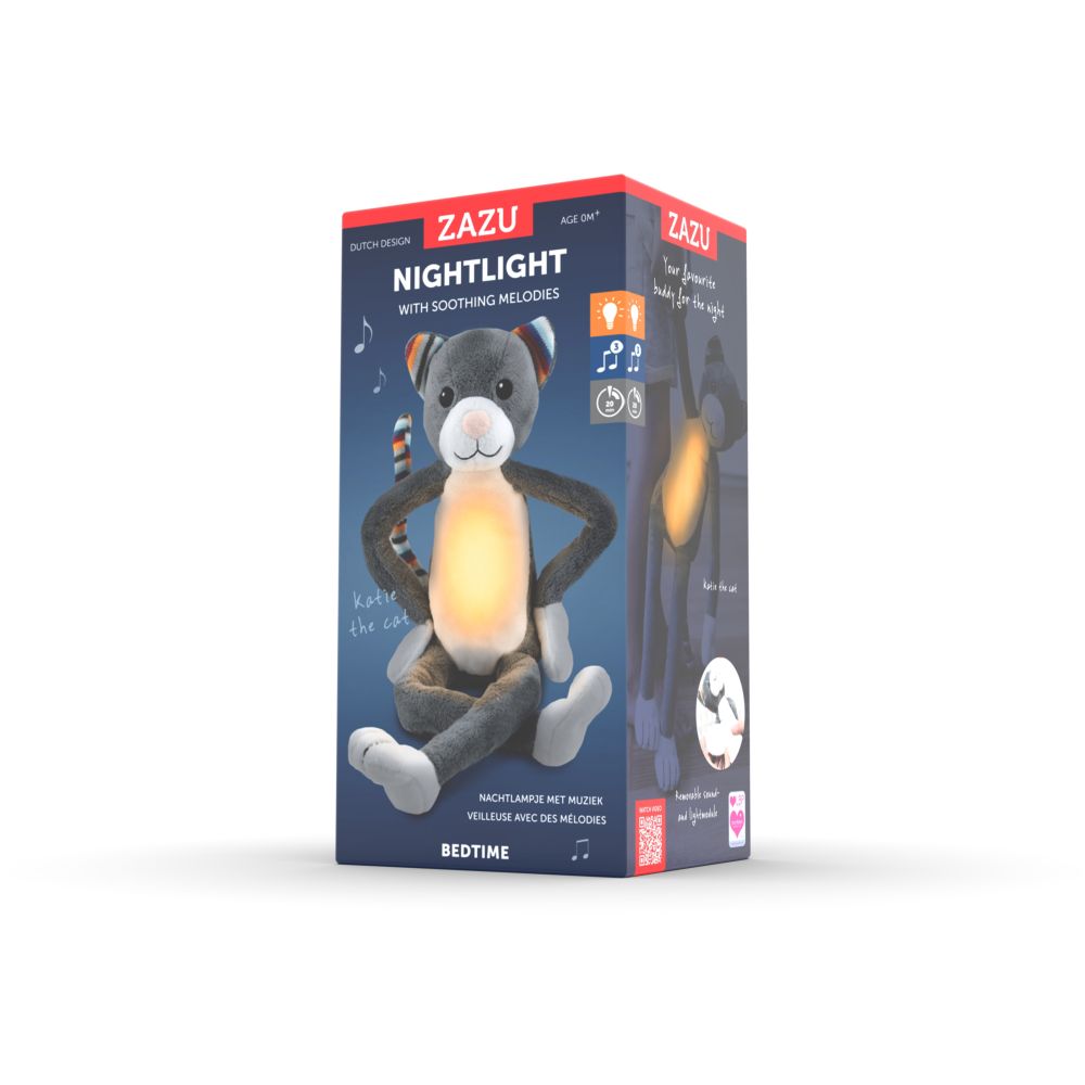 ZAZU - Katie the Cat Soft Toy Nightlight - Grey